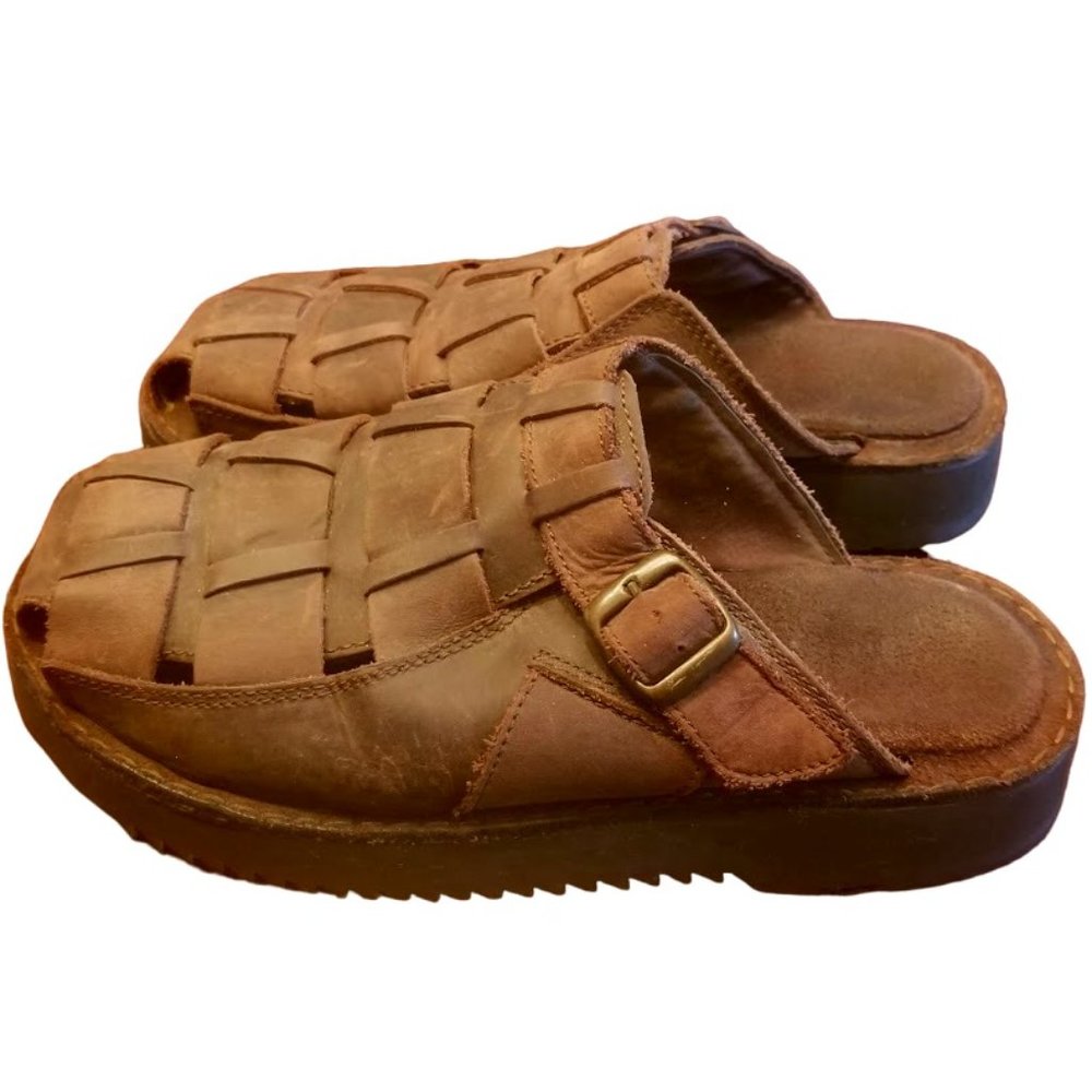 AE Outfitters | DrkBrown Leather Men's Woven Sandals | Style 1830-200 | Size: 10